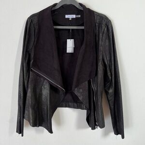 Calvin Klein Draped Faux leather/suede Jacket with asymmetrical zipper size L